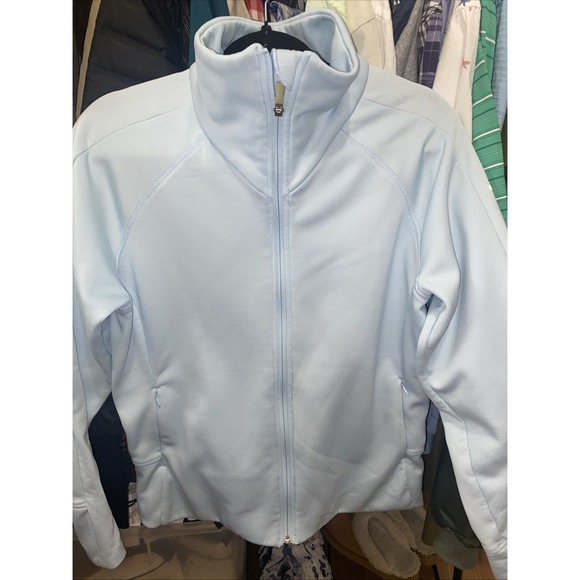 adidas Tops - Adidas Womens L Jacket Full Zip  ClimaWarm Fitted Powder Blue Athletic